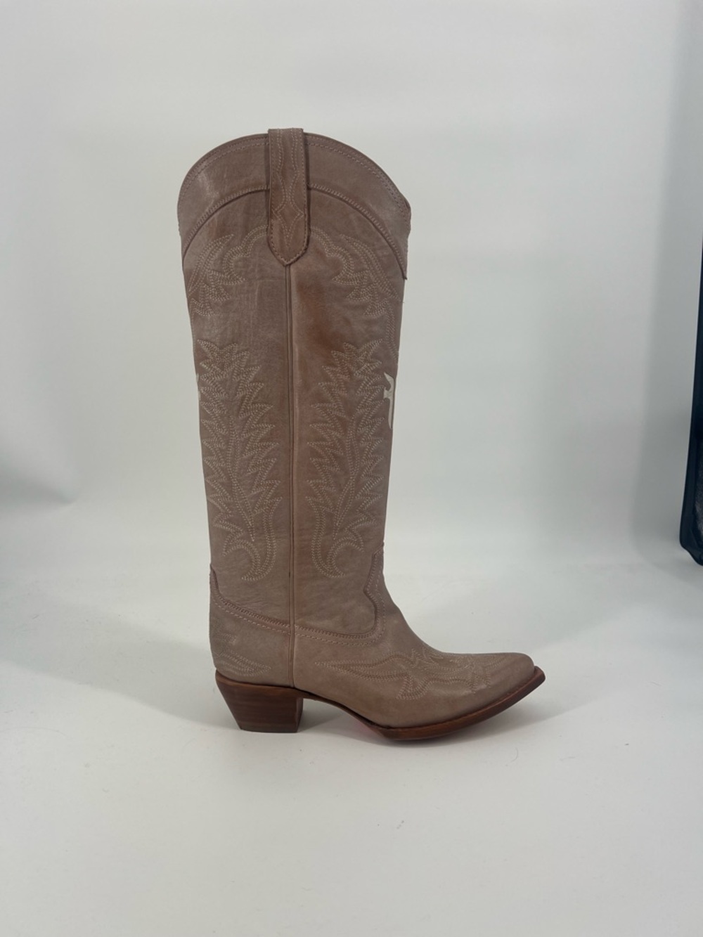 Frye Sacha Feather Deco Women's Tall Suede Western Cowboy Boot - Taupe/Brown 10 - Picture 3 of 16